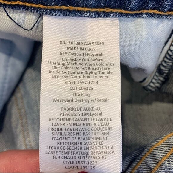 Current/Elliott The Fling Westward Destroy W/Repair Jeans Size 26 - Picture 7 of 9